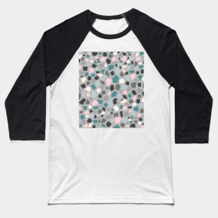 Terrazzo Tiles Style Pattern, in Pink, Green and Grey Baseball T-Shirt